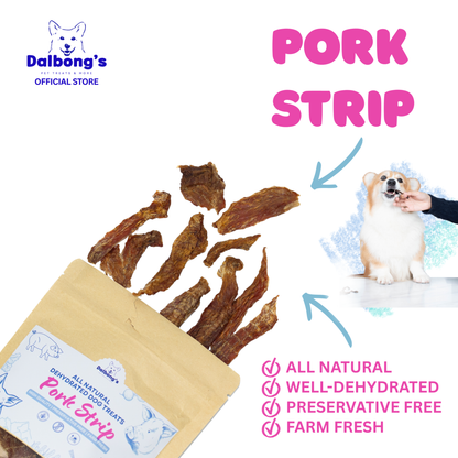 ALL-NATURAL Pork Strips Dehydrated Dog Treats by Dalbong's
