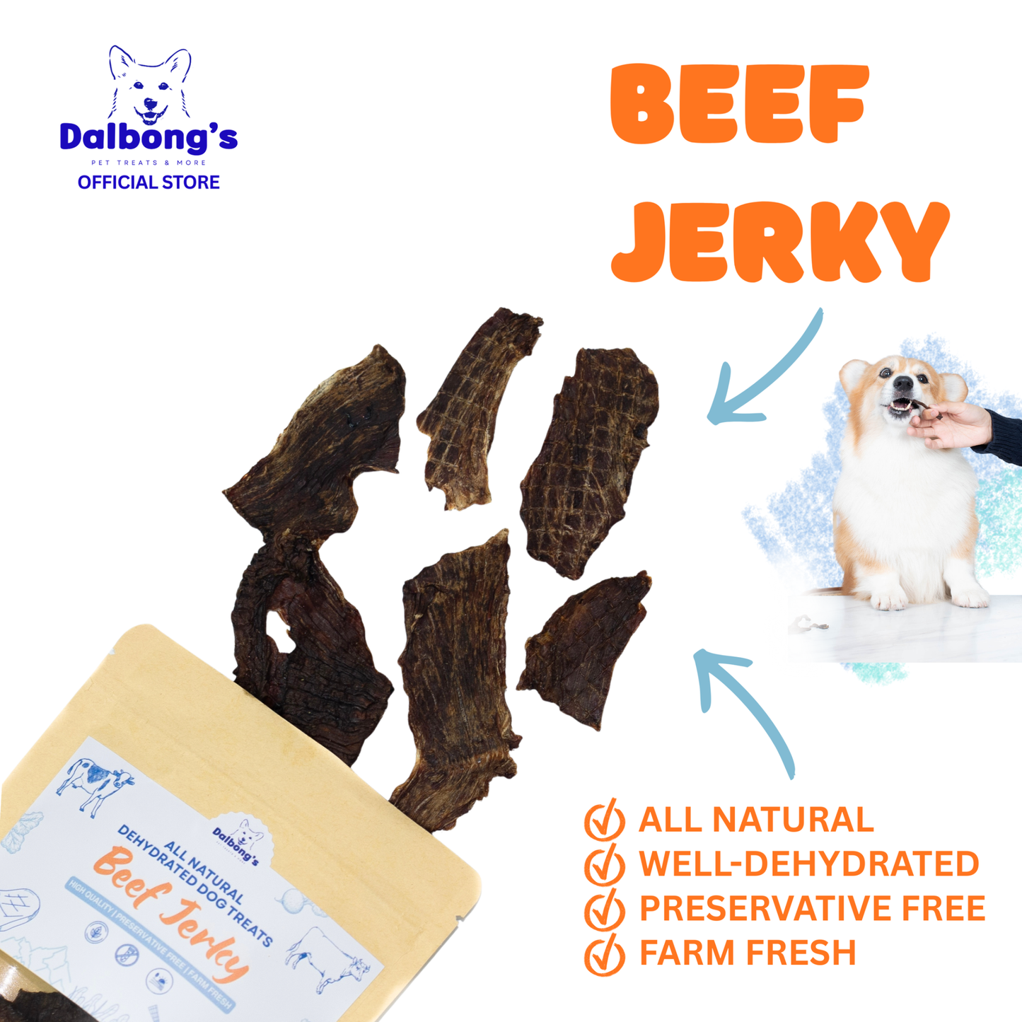 ALL-NATURAL Beef Jerky Dog Treats by Dalbong's