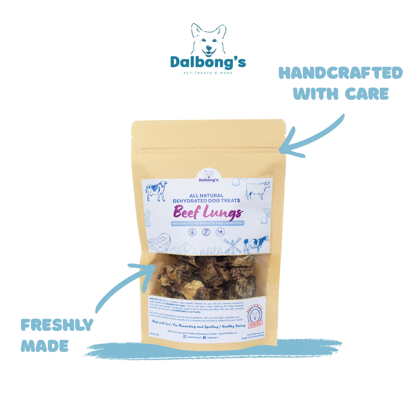 ALL-NATURAL Beef Lungs Dog Treats by Dalbong's