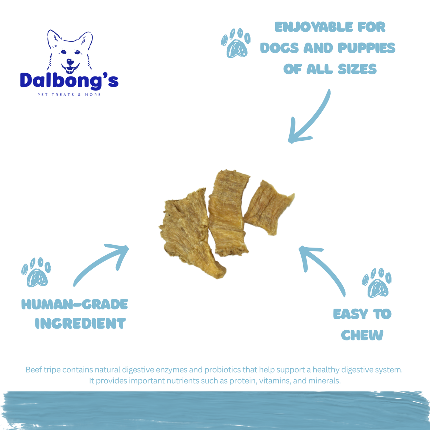 ALL-NATURAL Beef Tripe Dog Treats by Dalbong's