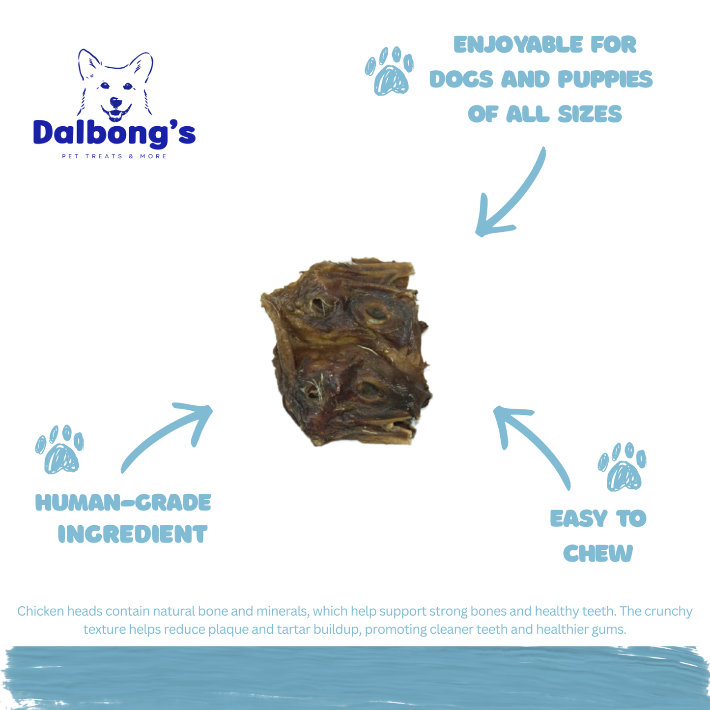 ALL-NATURAL Chicken Head Dog Treats by Dalbong's