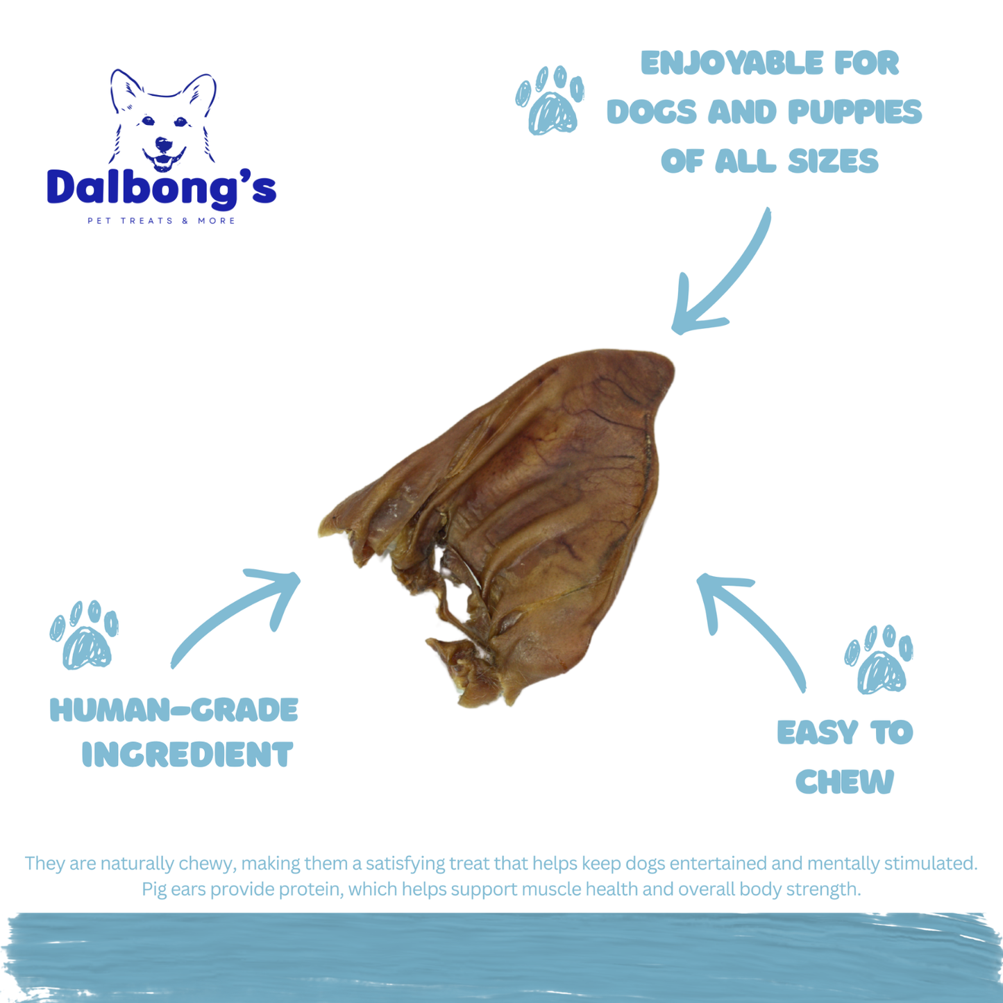 ALL-NATURAL Pig Ear Dehydrated Dog Treats by Dalbong's