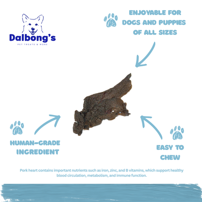 ALL-NATURAL Pork Heart Dehydrated Dog Treats by Dalbong's