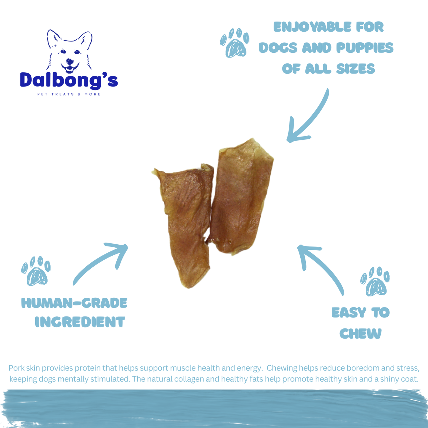 ALL-NATURAL Pork Skin Dehydrated Dog Treats by Dalbong's