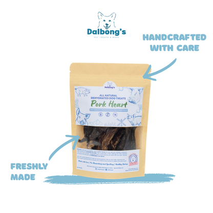 ALL-NATURAL Pork Heart Dehydrated Dog Treats by Dalbong's
