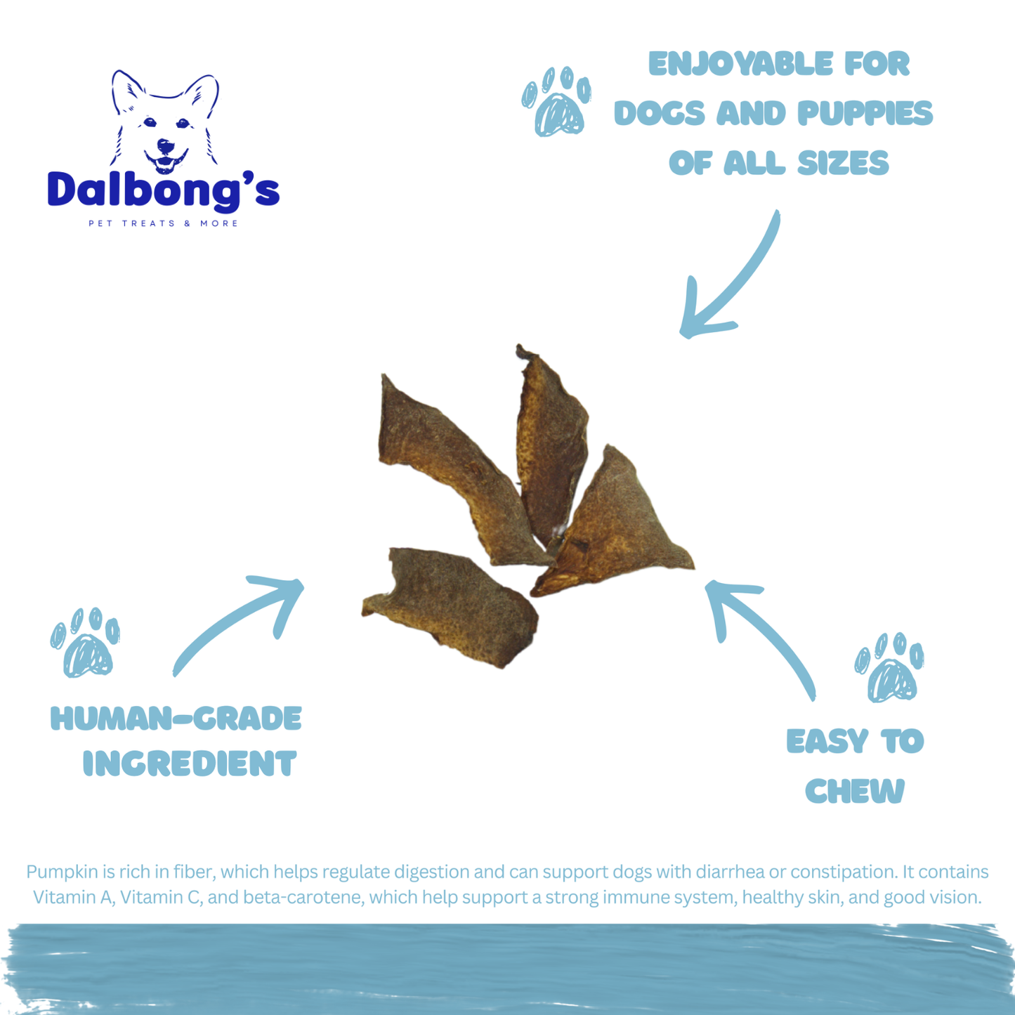 ALL-NATURAL Pumpkin Dehydrated Dog Treats by Dalbong's