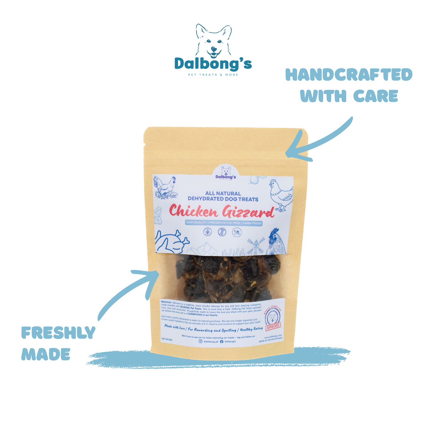 ALL-NATURAL Chicken Gizzard Dog Treats by Dalbong's
