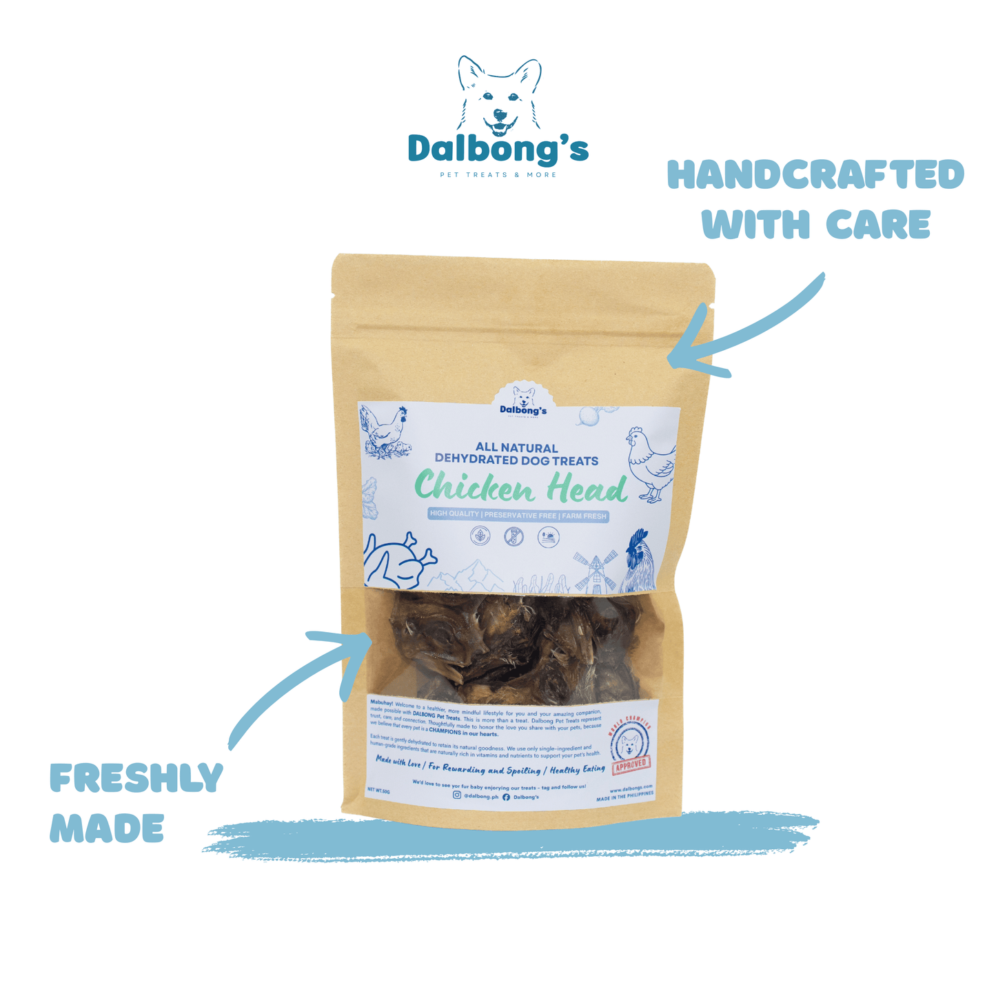 ALL-NATURAL Chicken Head Dog Treats by Dalbong's