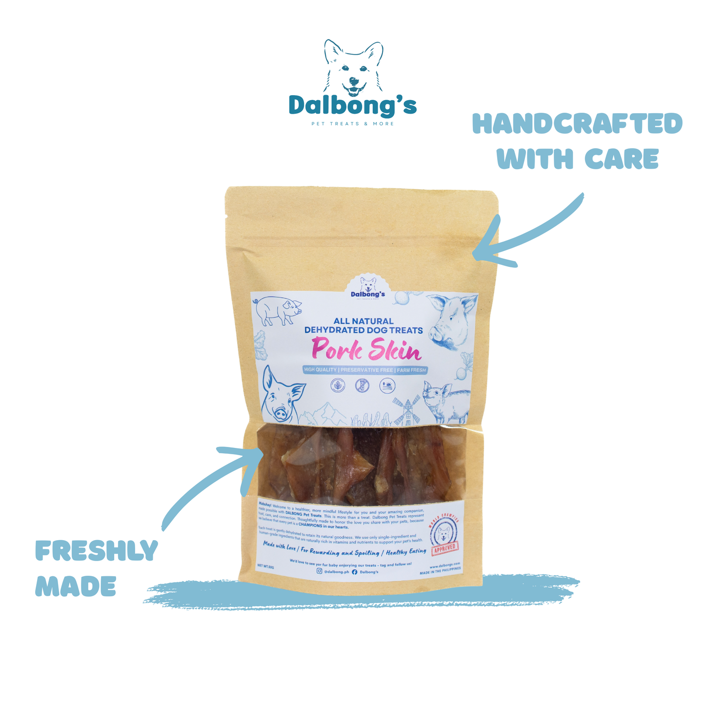 ALL-NATURAL Pork Skin Dehydrated Dog Treats by Dalbong's